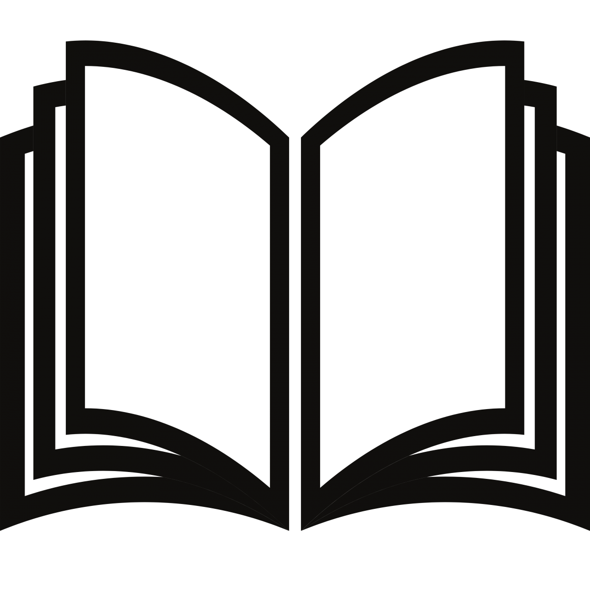 A black open book icon.