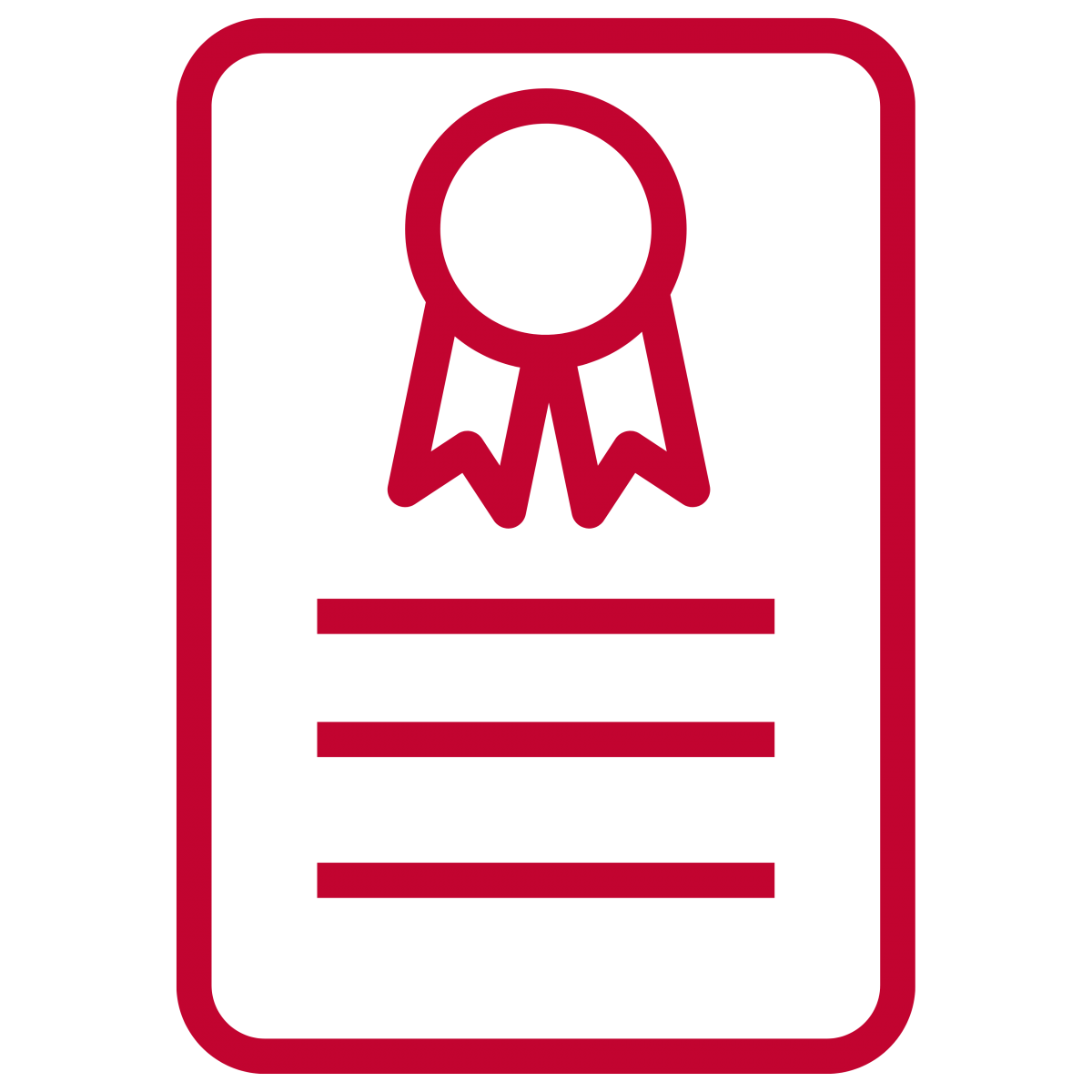 A red certificate icon