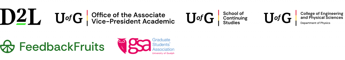 D2L, AVPA, OpenEd, Feedback Fruits, GSA. and Physics Department Logo